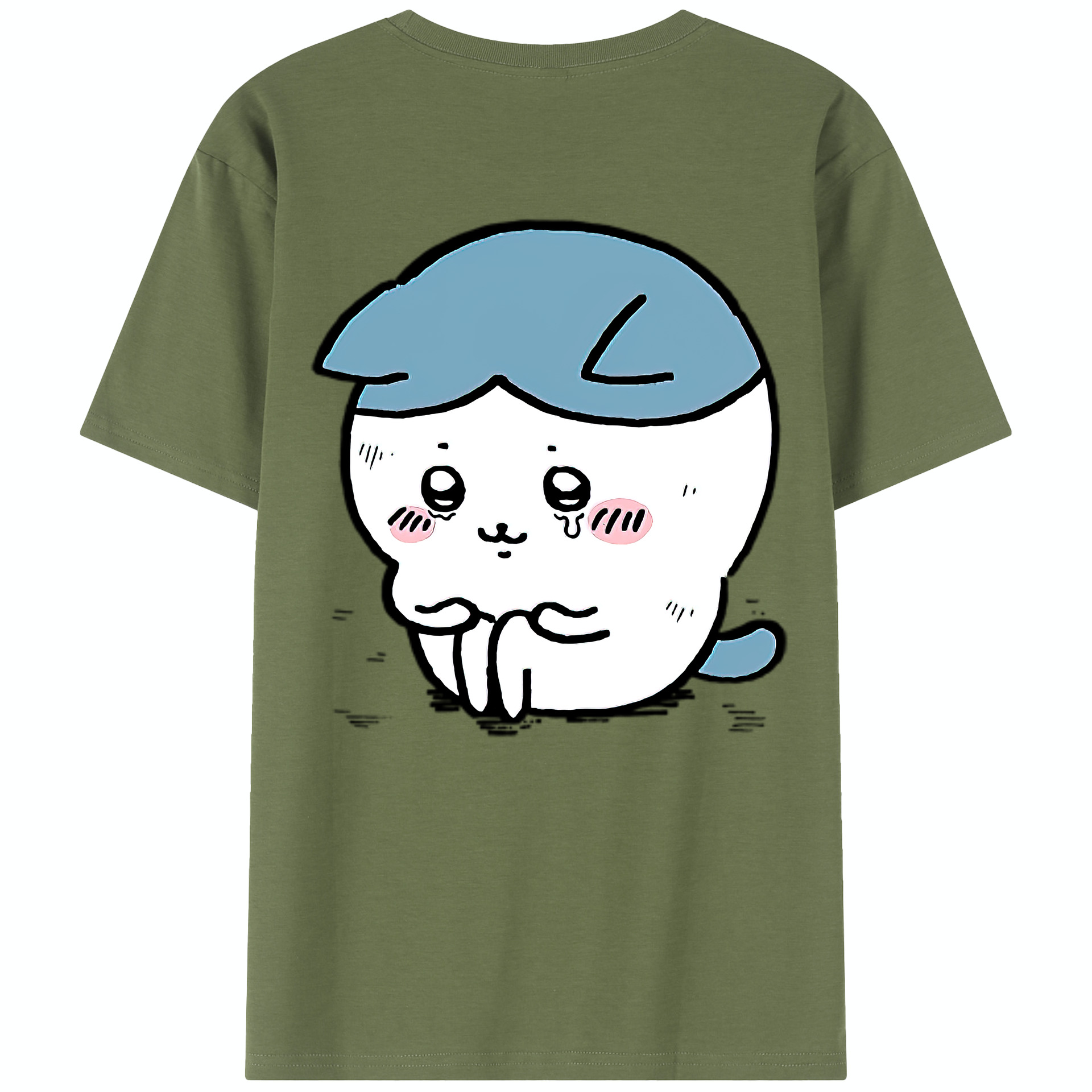 （画像用） ちいかわ ハチワレ Chii-kawa hachiware 綿100％半袖Tシャツ（背面プリント）